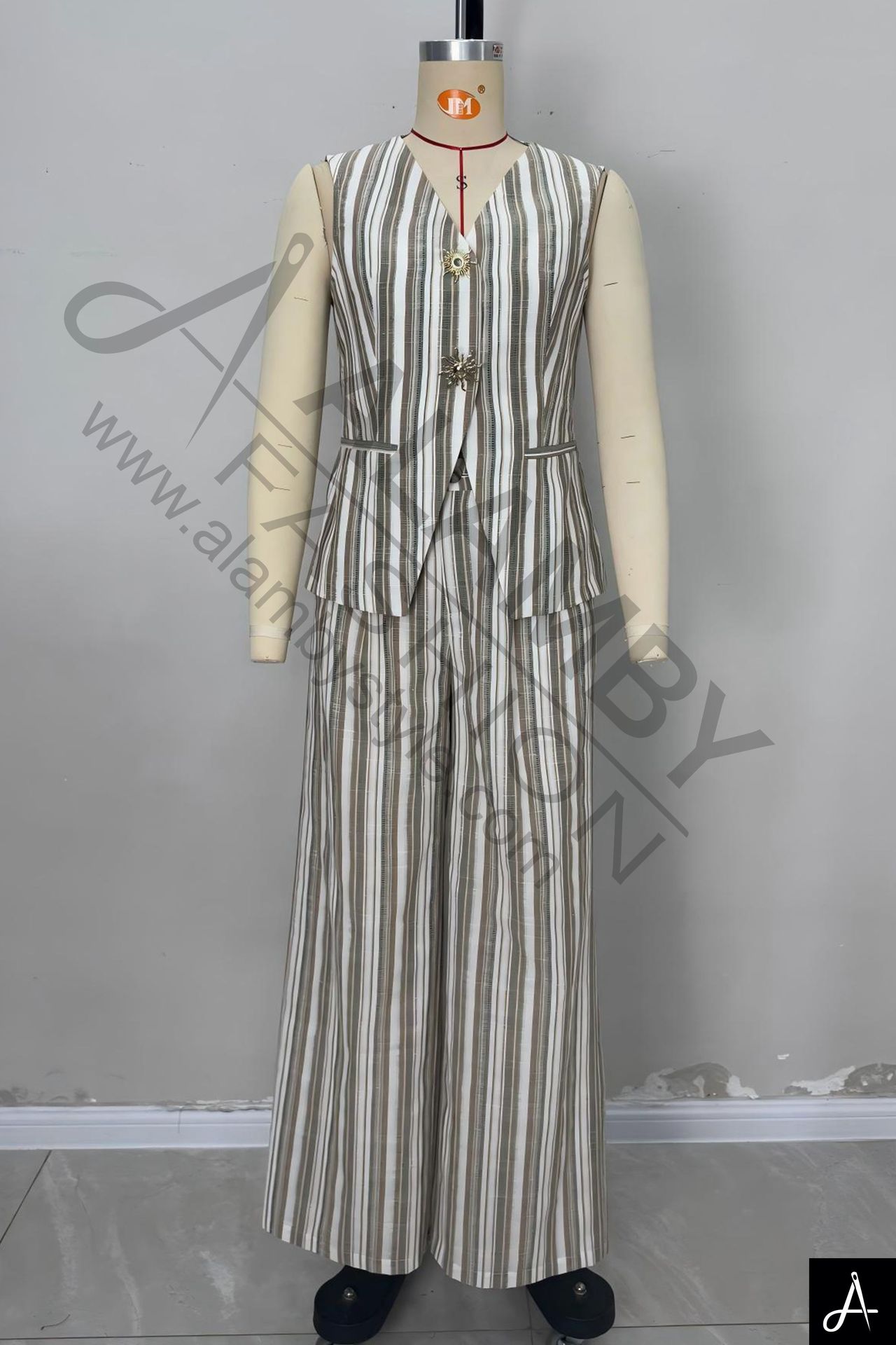 Sleeveless vertical‑stripe maxi dress